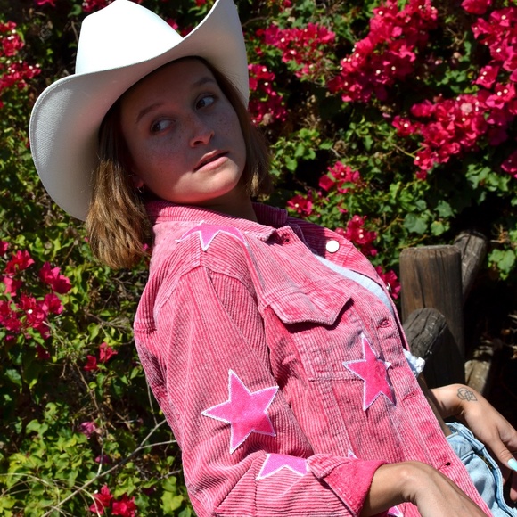Pink Corduroy Cowgirl Star Jacket, Nashville Country Concert Jacket - Picture 11 of 14